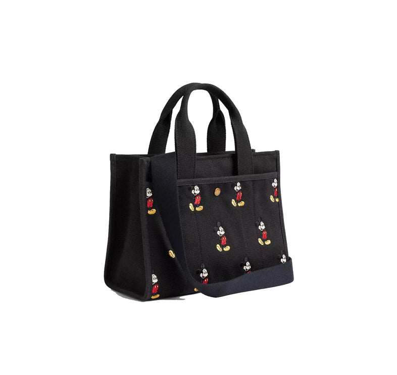 Coach Women's Disney X Coach Cargo Tote Bag 26 With Mickey Mouse In Regenerative Cotton Canvas Brass/Black Multi