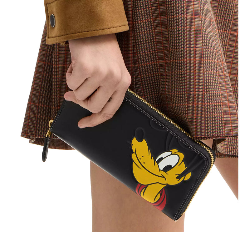Coach Women's Disney X Coach Essential Accordion Zip Wallet With Pluto Brass/Black Multi