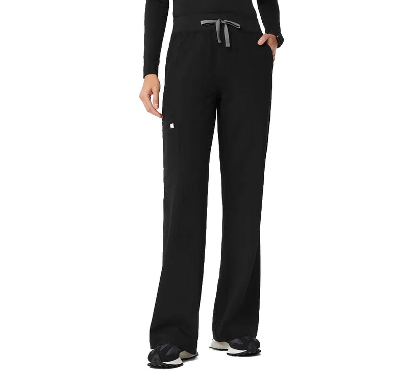 FIGS Women's High Waisted Isabel Wide Leg Scrub Pants Black