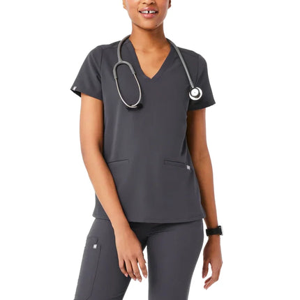 FIGS Women's Casma Three Pocket Scrub Top Charcoal