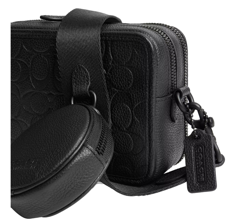 Coach Unisex Charter Crossbody Bag With Hybrid Pouch In Signature Leather Black