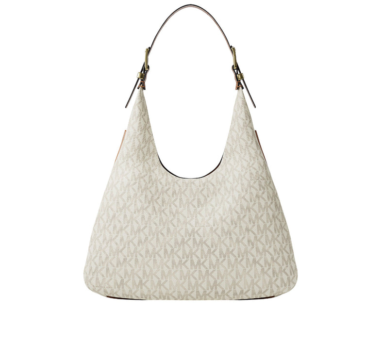 Michael Kors Women's Nolita Large Signature Logo Shoulder Bag Vanilla/Acorn