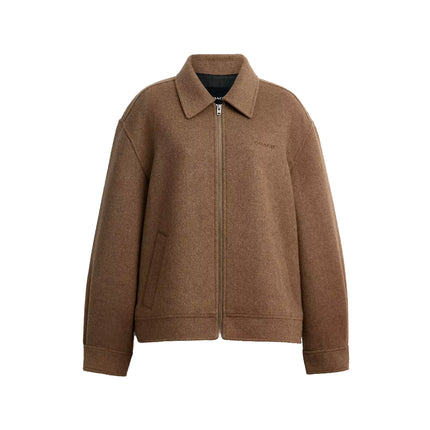 Coach Women's Zip Front Wool Jacket Teddy Bear