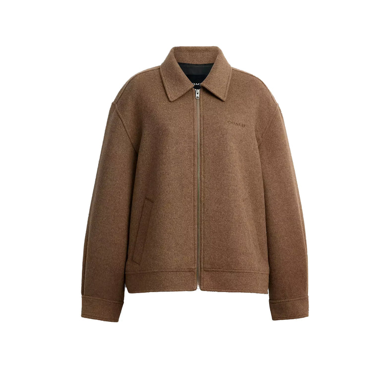 Coach Women's Zip Front Wool Jacket Teddy Bear