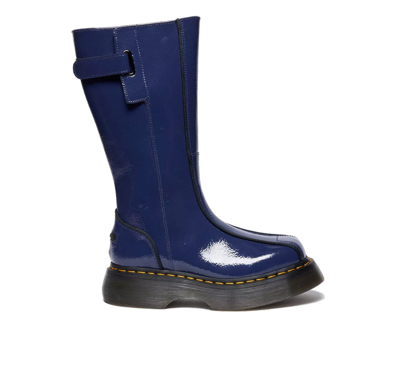 Dr. Martens Women's Buzz Hi Distressed Patent Boots Dark Blue