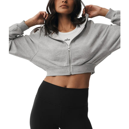alo Women's Sweet Escape Zip Up Hoodie Athletic Heather Grey