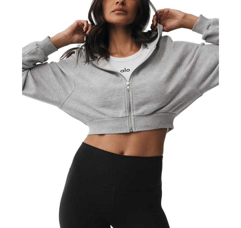 alo Women's Sweet Escape Zip Up Hoodie Athletic Heather Grey