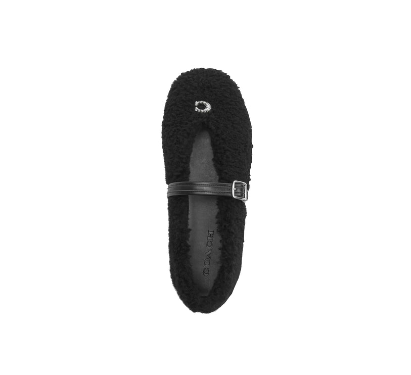 Coach Women's Sculpted C Mary Jane In Shearling Black
