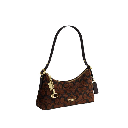 Coach Women's Emeilia Shoulder Bag In Signature Chenille Gold/Truffle