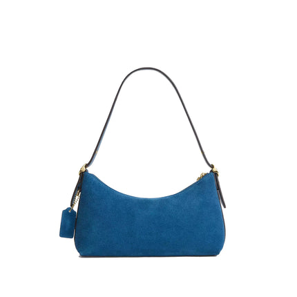 Coach Women's Emeilia Shoulder Bag Suede/Gold/Blue Jay