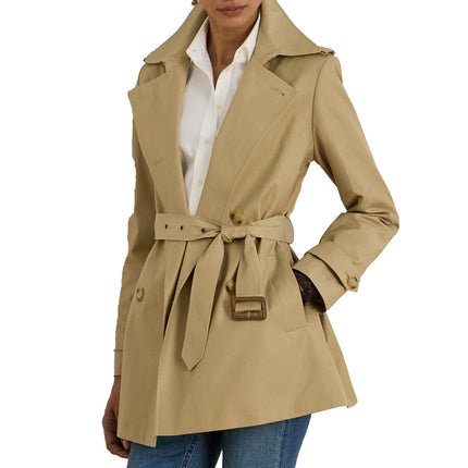 Polo Ralph Lauren Women's Double-Breasted Cotton-Blend Trench Coat Birch Tan