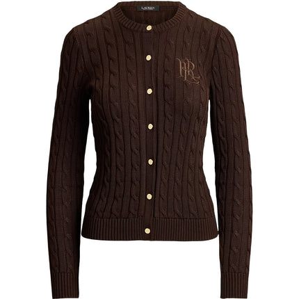 Polo Ralph Lauren Women's Cable-Knit Cotton-Blend Cardigan Circuit Brown