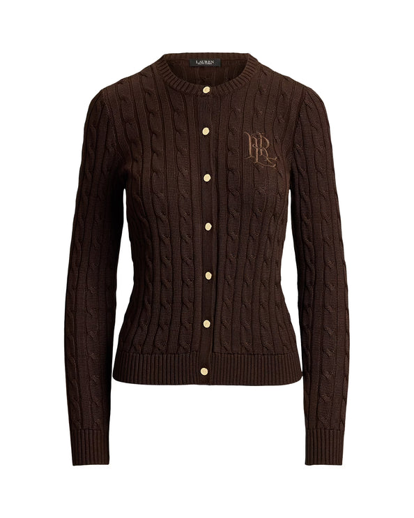 Polo Ralph Lauren Women's Cable-Knit Cotton-Blend Cardigan Circuit Brown