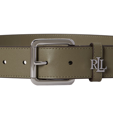 Polo Ralph Lauren Women's Logo Keeper Leather Belt Sage Green