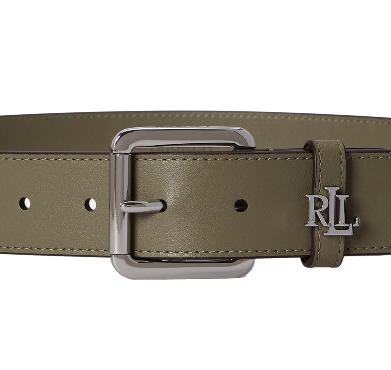 Polo Ralph Lauren Women's Logo Keeper Leather Belt Sage Green