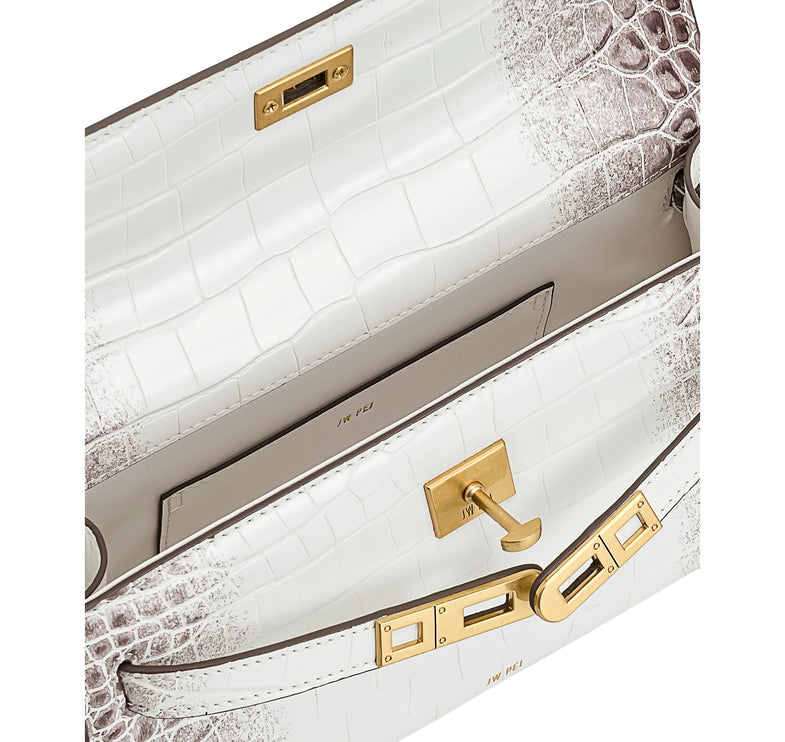 JW PEI Women's Noor Top Handle Bag White Croc