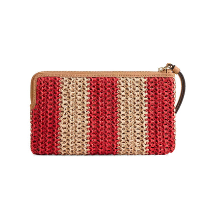 Coach Women's Large Corner Zip Wristlet Gold/Red/Tan