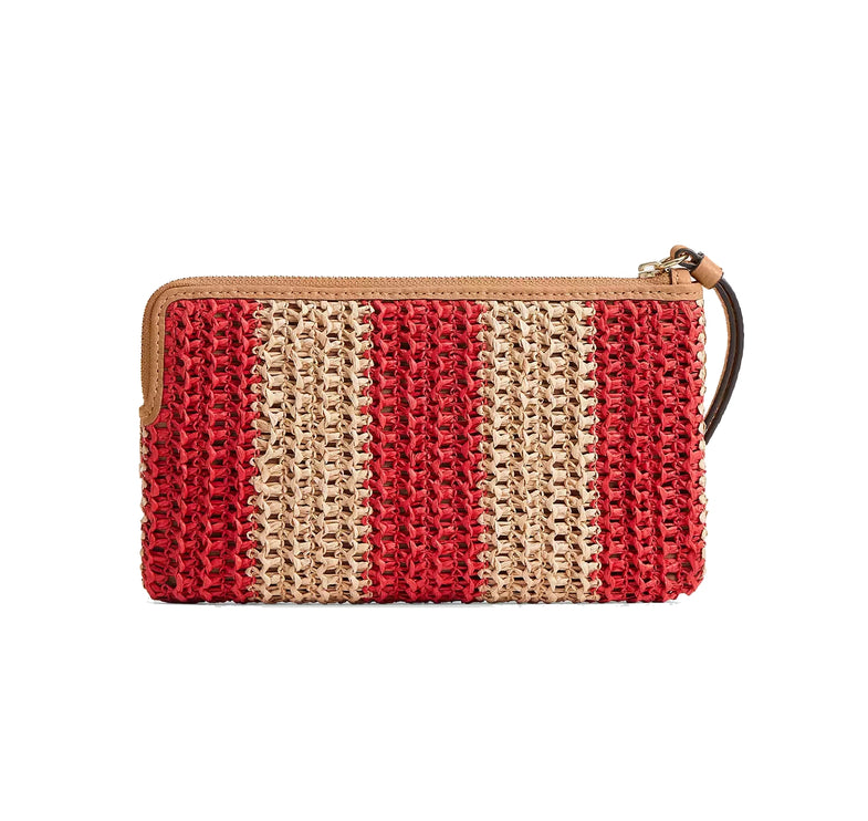 Coach Women's Large Corner Zip Wristlet Gold/Red/Tan