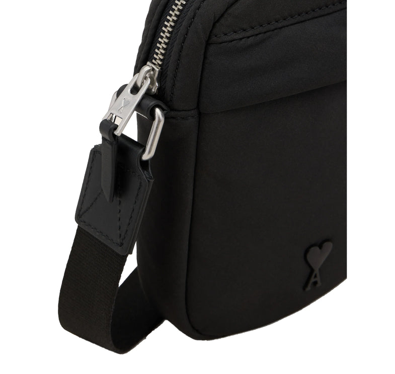 AMI Alexandre Mattiussi Canvas Small Ami De Coeur Crossbody Bag Black
