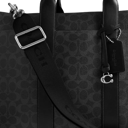 Coach Unisex Wesley Tote In Signature Canvas Black