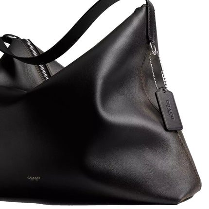 Coach Unisex Mott Messenger Bag 38 In Loved Leather Black/Light Tan