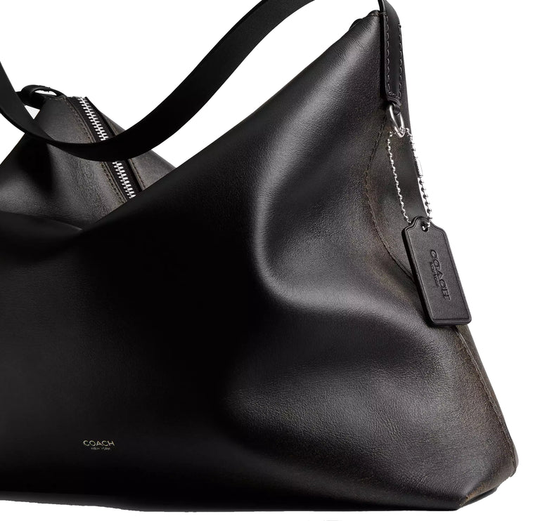 Coach Unisex Mott Messenger Bag 38 In Loved Leather Black/Light Tan