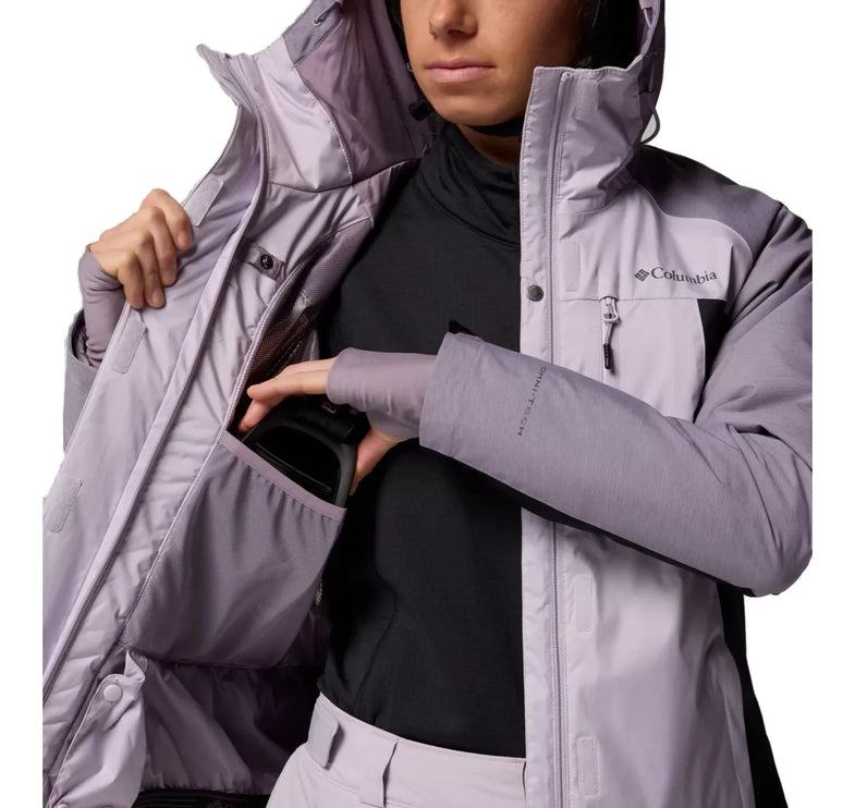 Columbia Women's Snowy Summit Insulated Jacket Lavender Pearl/Black/Shl Prpl Crss Dy