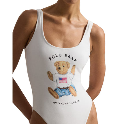 Polo Ralph Lauren Women's Polo Bear One-Piece Swimsuit Bone
