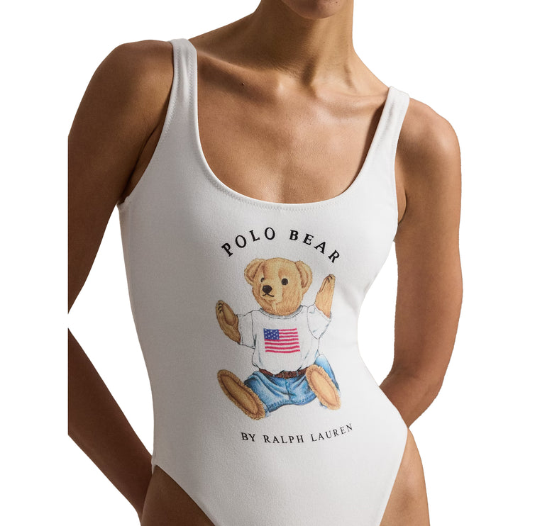 Polo Ralph Lauren Women's Polo Bear One-Piece Swimsuit Bone