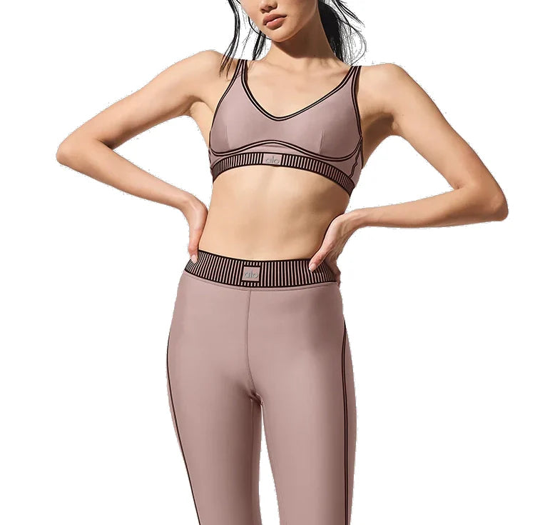 alo Women's Airlift Line Up Bra Taupe