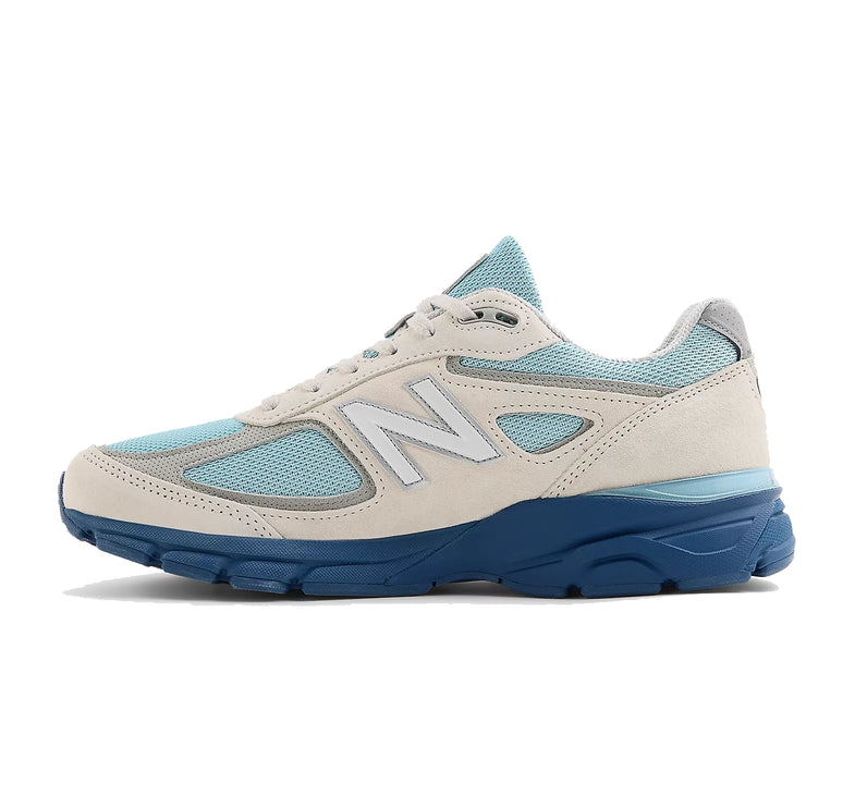New Balance Made in USA 990v4 Moonbeam with Cloud Blue and Magic Blue U990MB4