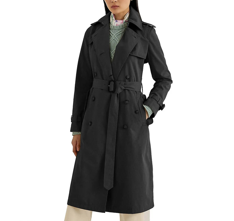 Ralph Lauren Women's Long Trench Coat Black