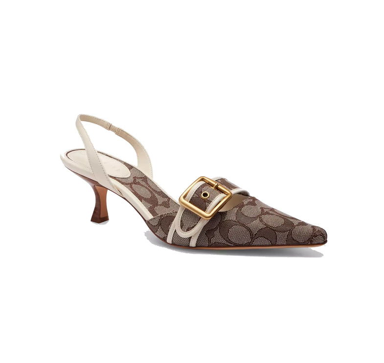 Coach Women's Margot Slingback In Signature Jacquard Oak/Chalk