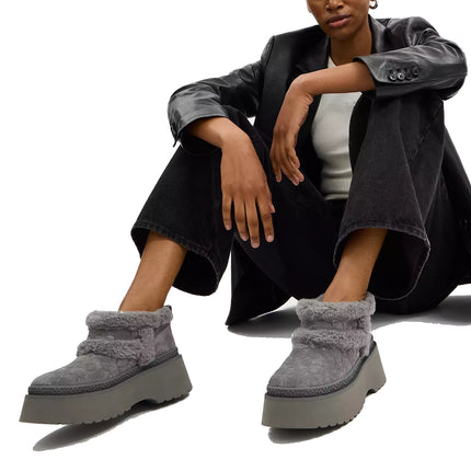 Coach Women's Christina Bootie In Signature Suede Charcoal