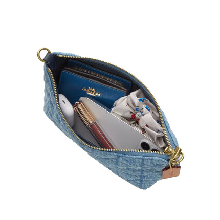 Coach Women's Caitlin Shoulder Bag With Quilting Gold/Indigo