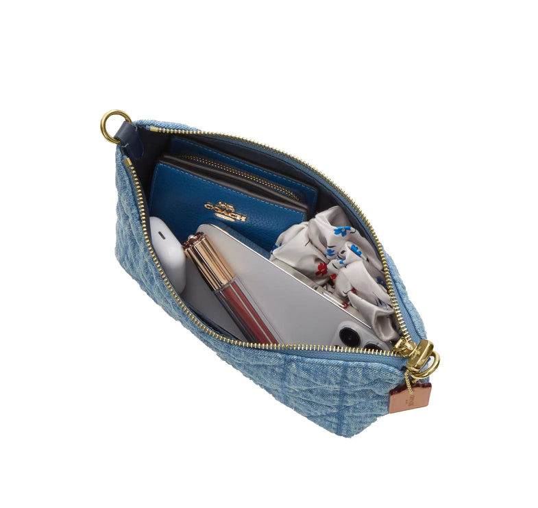 Coach Women's Caitlin Shoulder Bag With Quilting Gold/Indigo