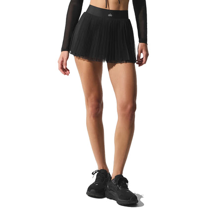 alo Women's Mesh Baseline Tennis Skirt Black