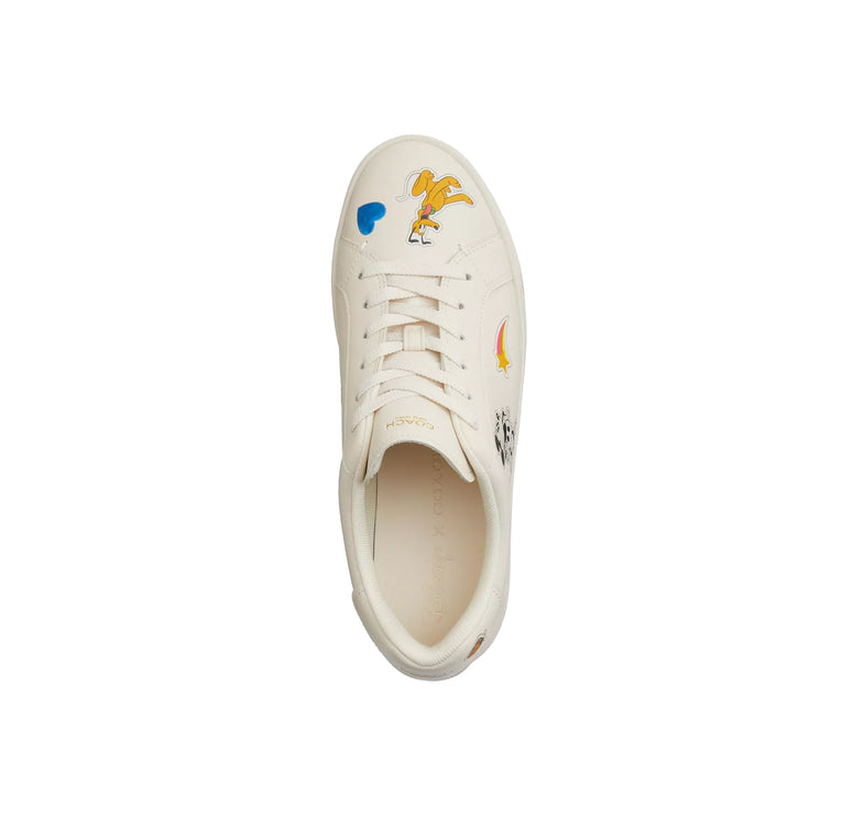 Coach Women's Disney X Coach High Line Sneaker With Sticker Print Chalk Multi