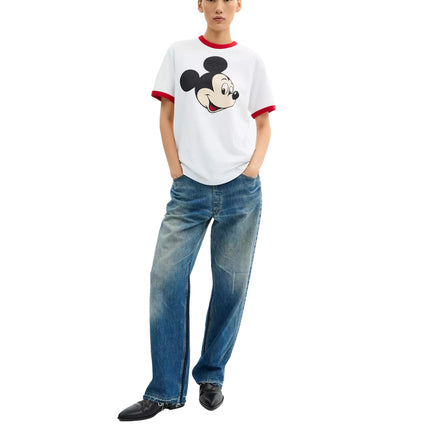 Coach Women's Disney X Coach Mickey Graphic Ringer T-Shirt In Organic Cotton White