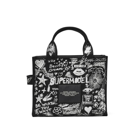 Marc Jacobs Women's The Punk Scribble Canvas Small Tote Bag Black