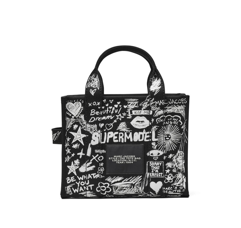 Marc Jacobs Women's The Punk Scribble Canvas Small Tote Bag Black