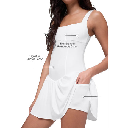 alo Women's Alosoft Break Point Tennis Dress White