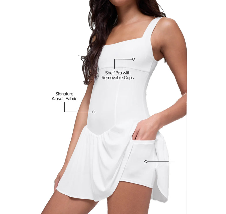 alo Women's Alosoft Break Point Tennis Dress White