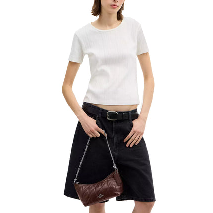 Coach Women's Caitlin Shoulder Bag With Quilting Silver/Maple