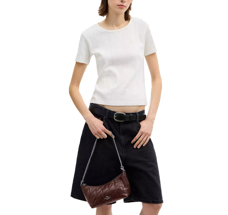 Coach Women's Caitlin Shoulder Bag With Quilting Silver/Maple
