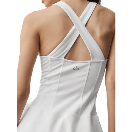 alo Women's Airbrush Sparks Fly Corset Tennis Dress White