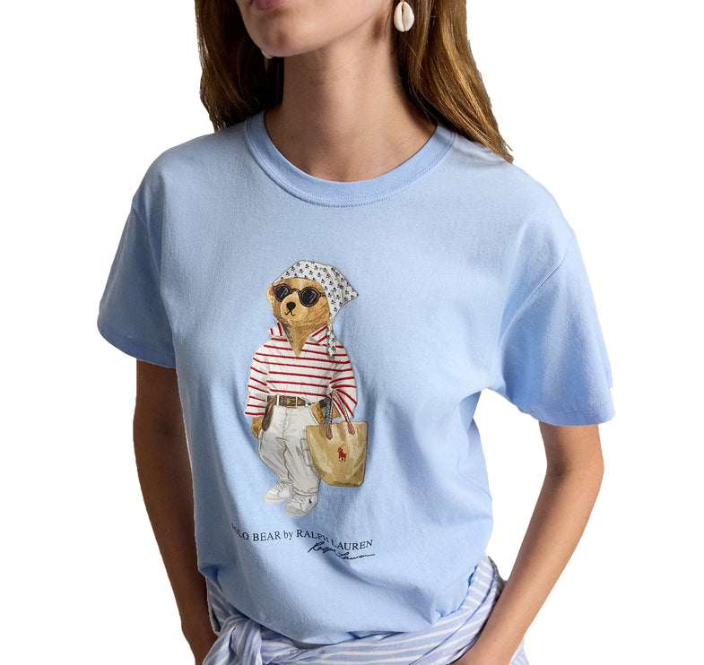 Polo Ralph Lauren Women's Polo Bear Cotton Jersey Tee Baby Blue