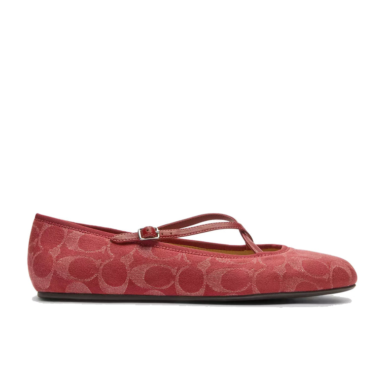 Coach Women's Phoebe Ballet Flat In Signature Denim True Red