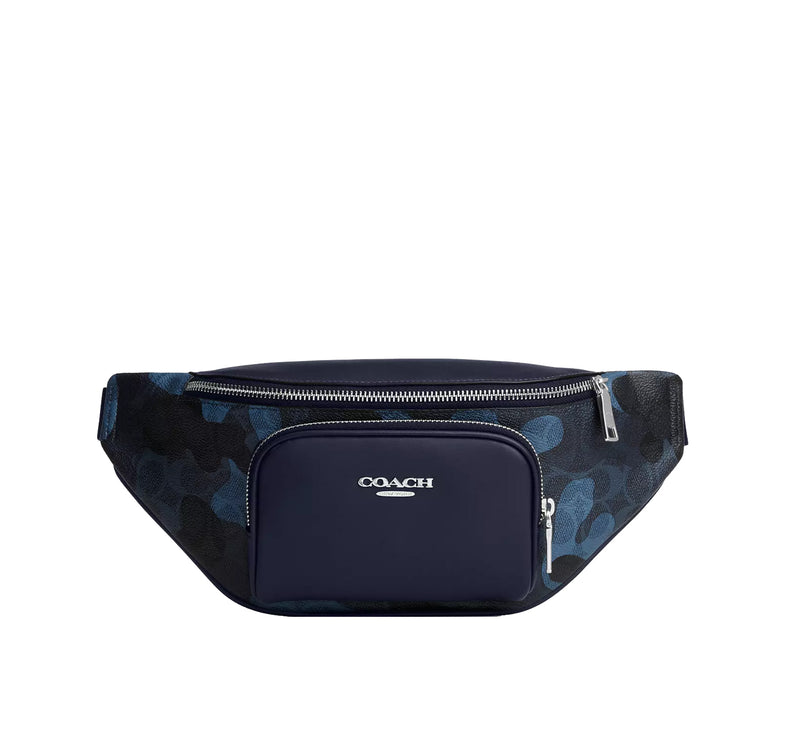 Coach Unisex Racer Small Belt Bag In Signature Camo Print Silver/Blue Multi