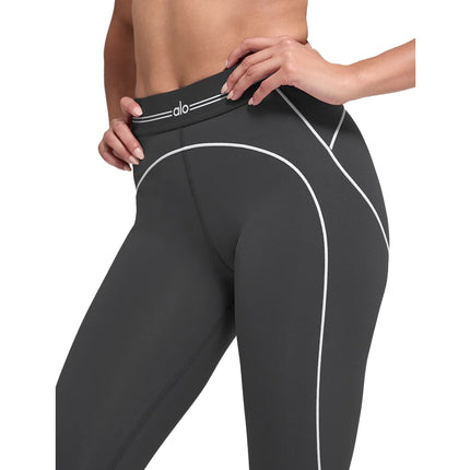 alo Women's Airbrush High-Waist Heart Throb Legging Anthracite/White